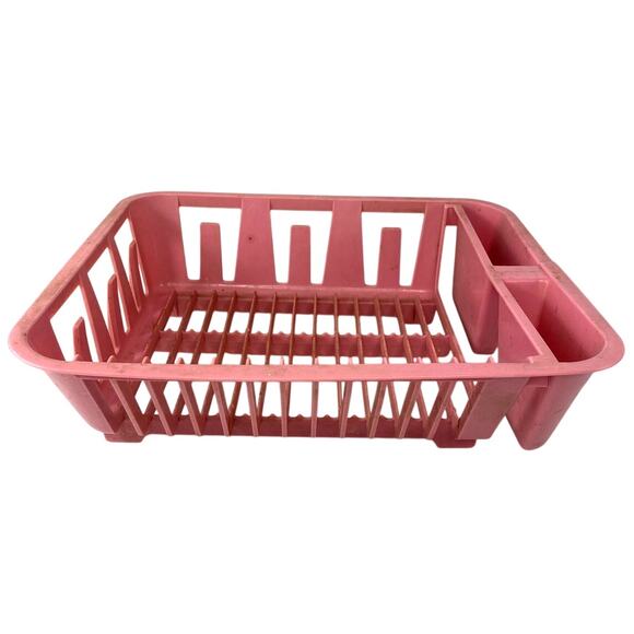 Vintage 1993 Rubbermaid Plastic Dish Drying Rack Dusty Rose Pink 14 x 12.5 - Picture 3 of 7
